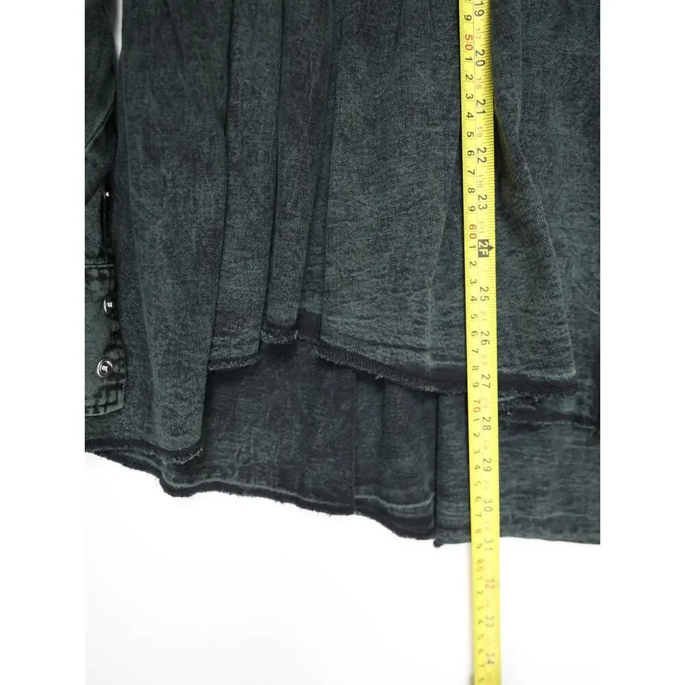Free People We The Free Washed Black Oversized Peplum Denim Shacket Jacket XL